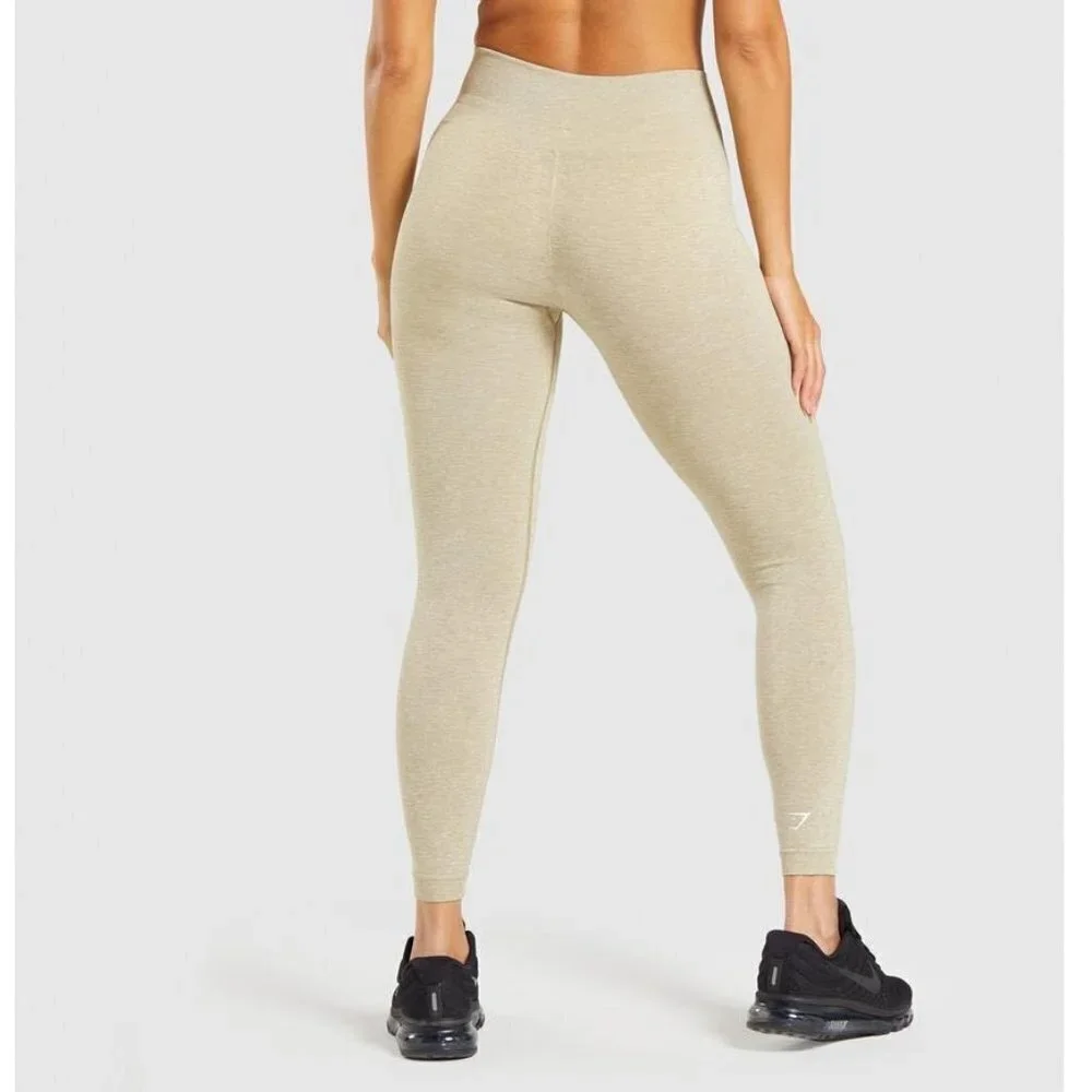 GYMSHARK Adapt Marl Seamless Leggings Moss Grey Beige Size Small - Picture 2 of 11